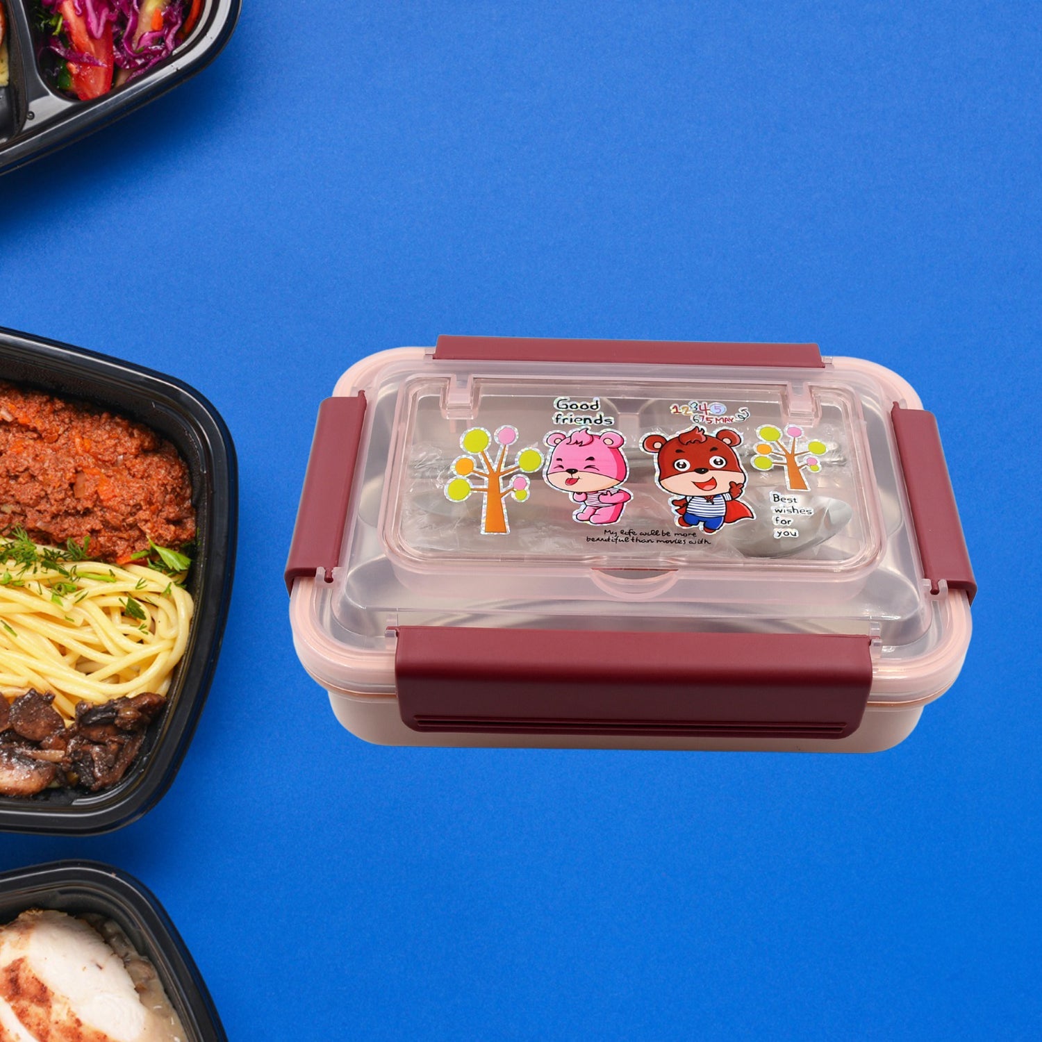 5954 Food‑Safe Materials Kids Lunch Box With steel Spoon & chopsticks Compartment is Designed Made of 304 Stainless Steel Easy to Clean for School for Camping for Work for Home, Office 5954 Food‑Safe Materials Kids Lunch Box With steel Spoon & chopsticks Compartment is Designed Made of 304 Stainless Steel Easy to Clean for School for Camping for Work for Home, Office